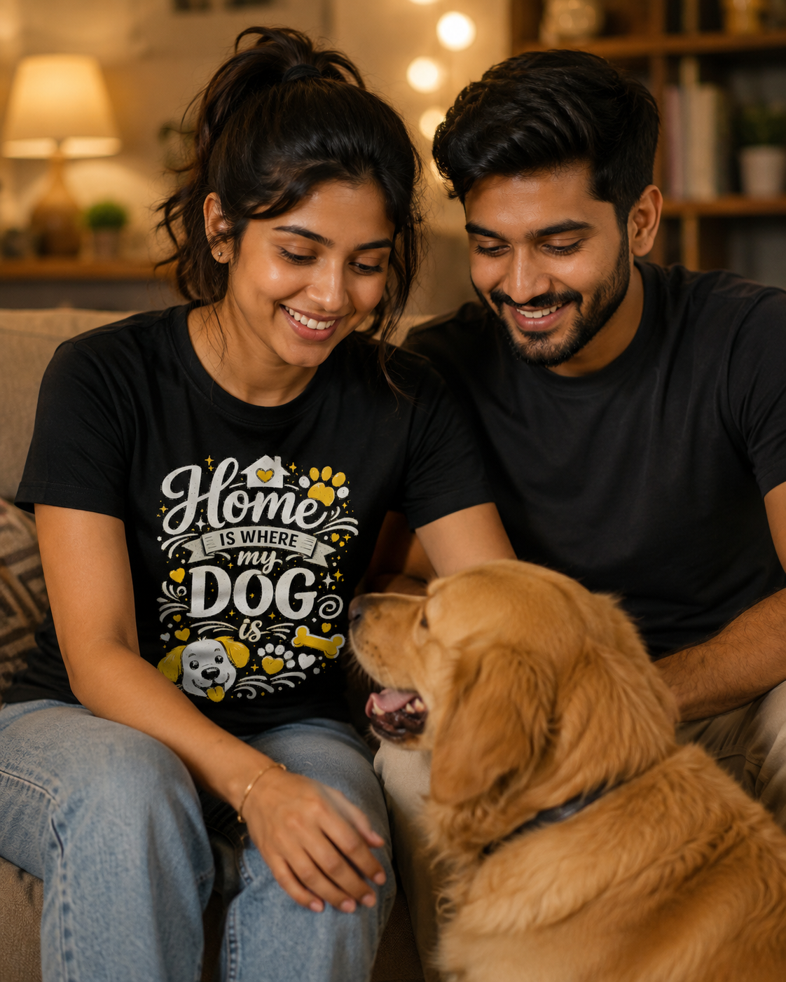Dog Lover T-Shirt | "Home Is Where My Dog Is" | Unisex Premium Black Tee