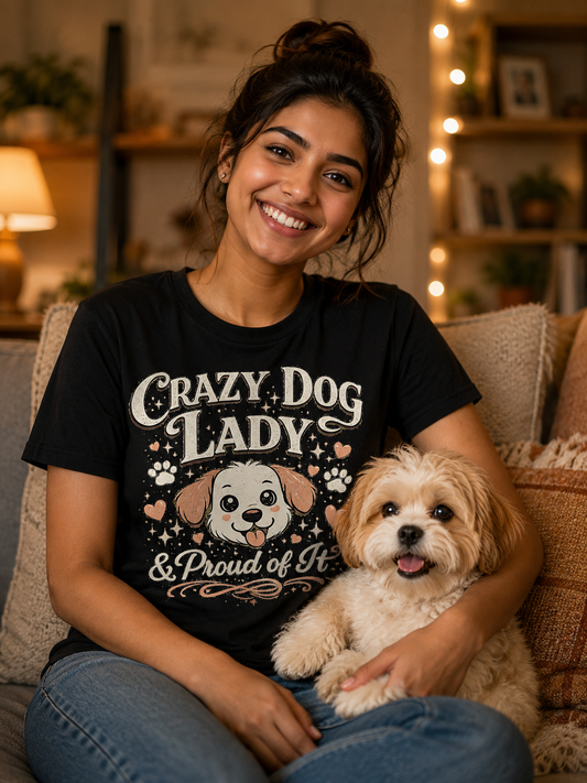 Crazy Dog Lady & Proud of It | Vintage Dog  Mom T-Shirt | Perfect Gift for Dog Lovers