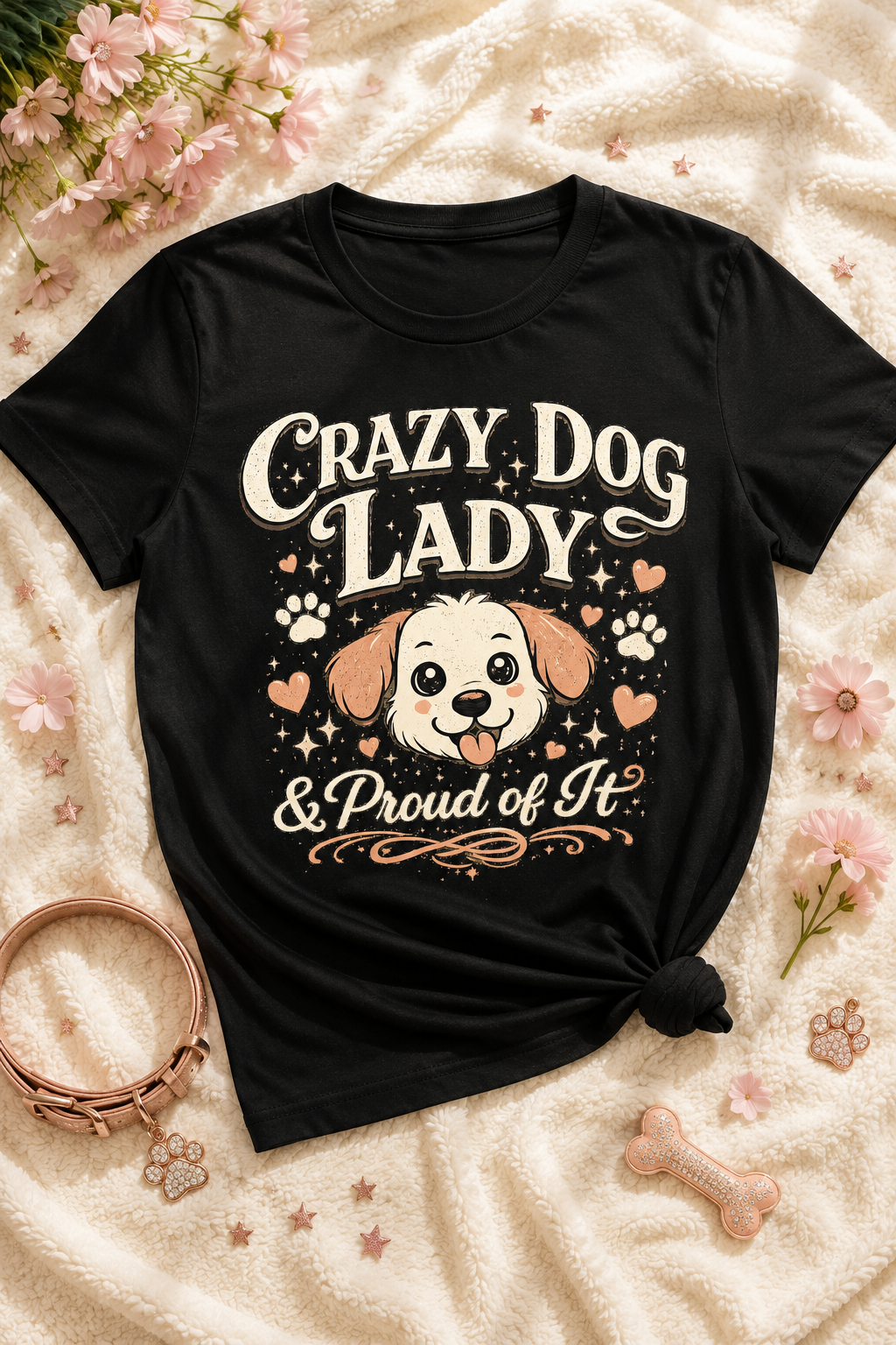 Crazy Dog Lady & Proud of It | Vintage Dog  Mom T-Shirt | Perfect Gift for Dog Lovers