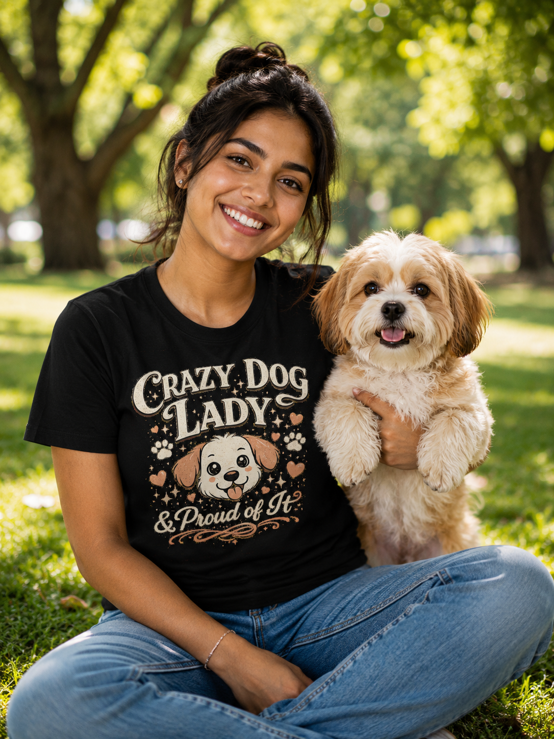 Crazy Dog Lady & Proud of It | Vintage Dog  Mom T-Shirt | Perfect Gift for Dog Lovers