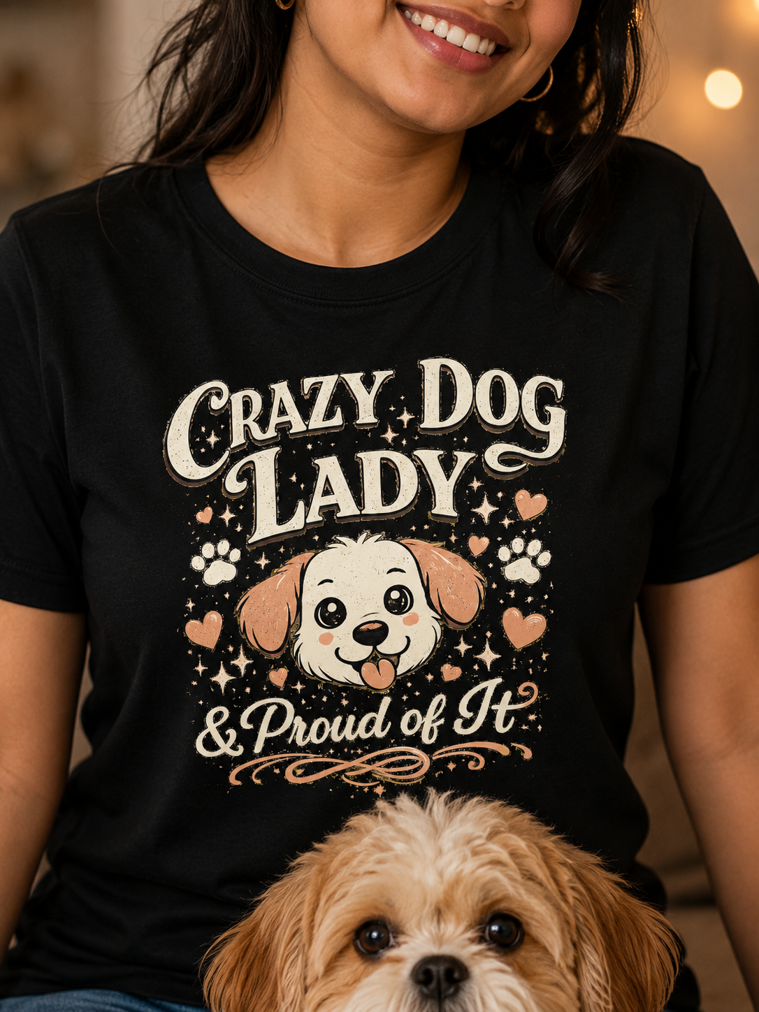 Crazy Dog Lady & Proud of It | Vintage Dog  Mom T-Shirt | Perfect Gift for Dog Lovers
