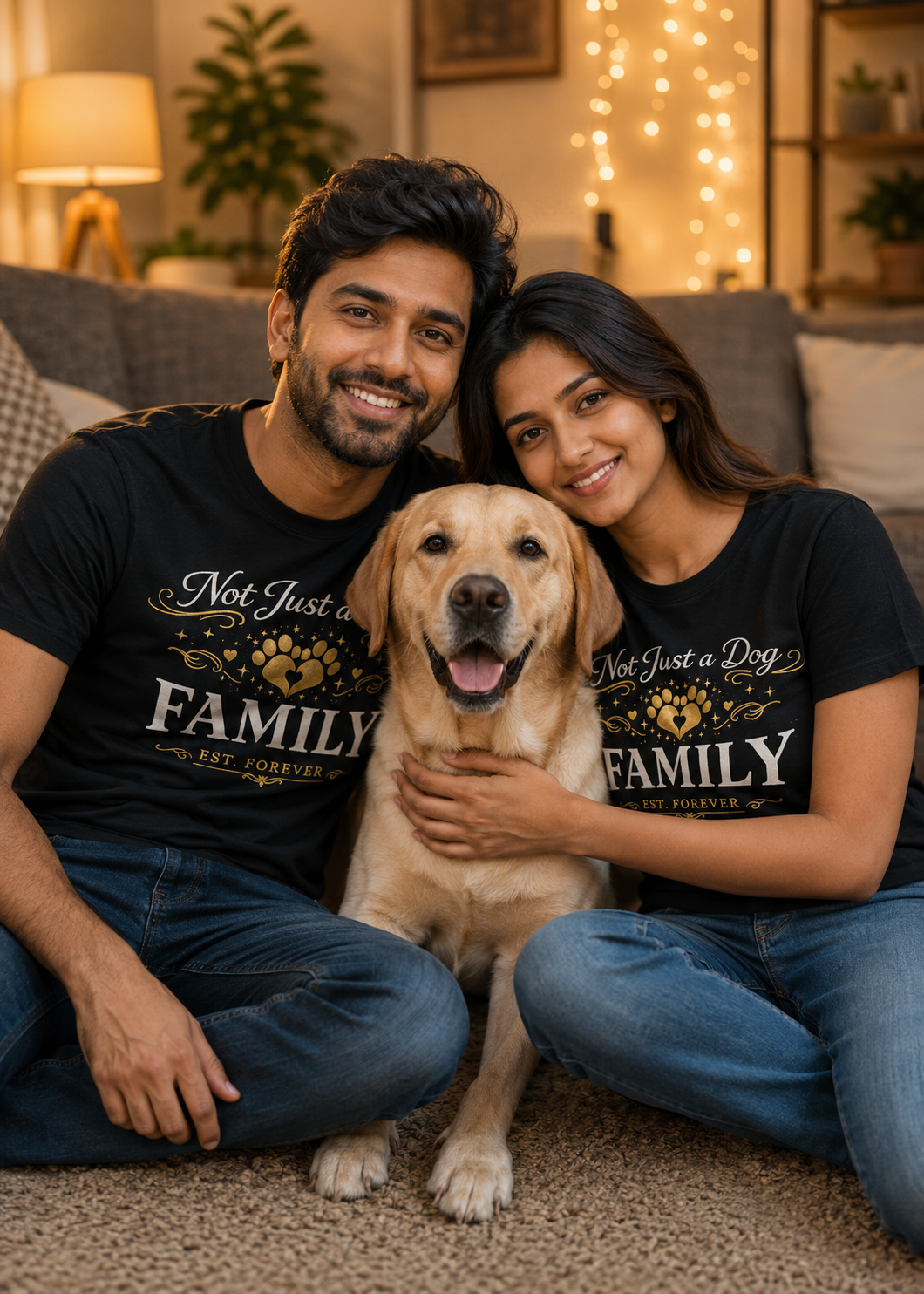 Not Just a Dog Family | Premium Gold Dog  Lover T-Shirt | Emotional Gift for Pet Parents