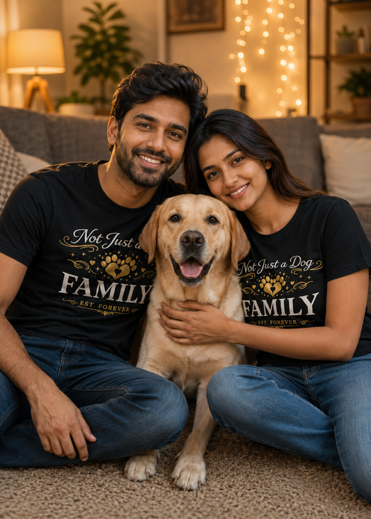 Not Just a Dog Family | Premium Gold Dog  Lover T-Shirt | Emotional Gift for Pet Parents